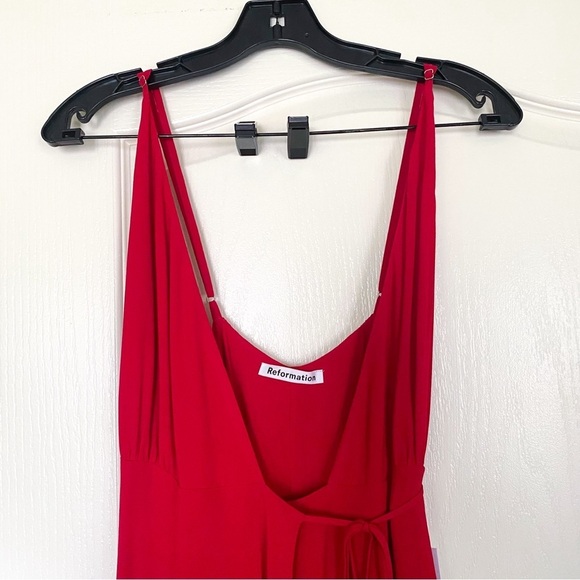 Reformation Dress Callalily Wrap Backless Slit Maxi Red Lipstick 2 NWT - Picture 4 of 12